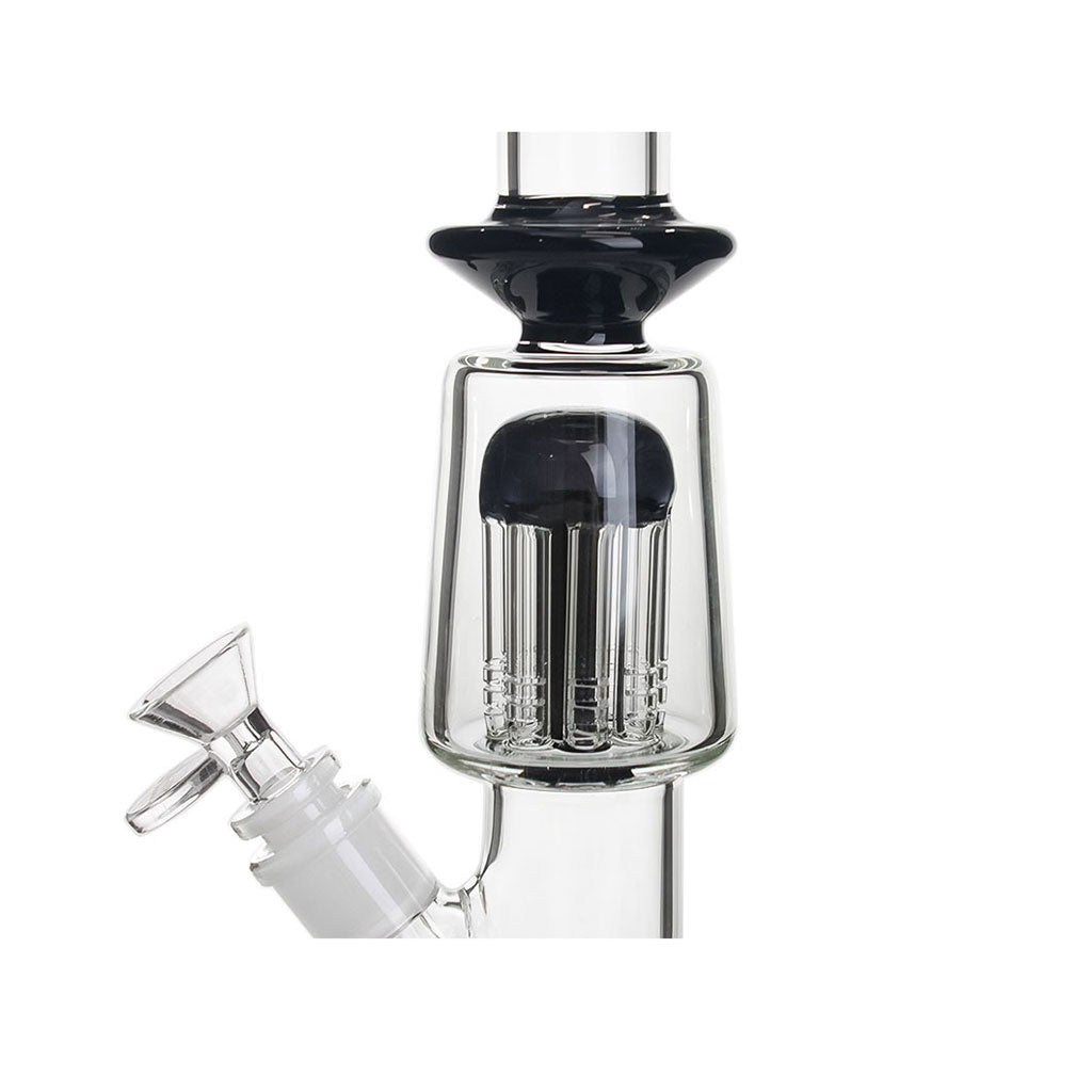 Closeup of Hittn 8-Arm Tree Perc Bong black percolator – shop premium glass bongs 