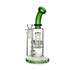 Buy Hittn Barrel Perc Bent Neck Bong in Green – premium glass water pipe with barrel perc filtration for smooth hits, available online at Honeybee Herb.