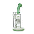 Buy Hittn Barrel Perc Bent Neck Bong in Milk Green – premium glass water pipe with barrel perc filtration, available now online at Honeybee Herb.