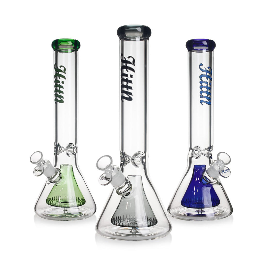 Shop blue Hittn beaker bong with diffused downstem at Honeybee Herb. In stock—order now. 