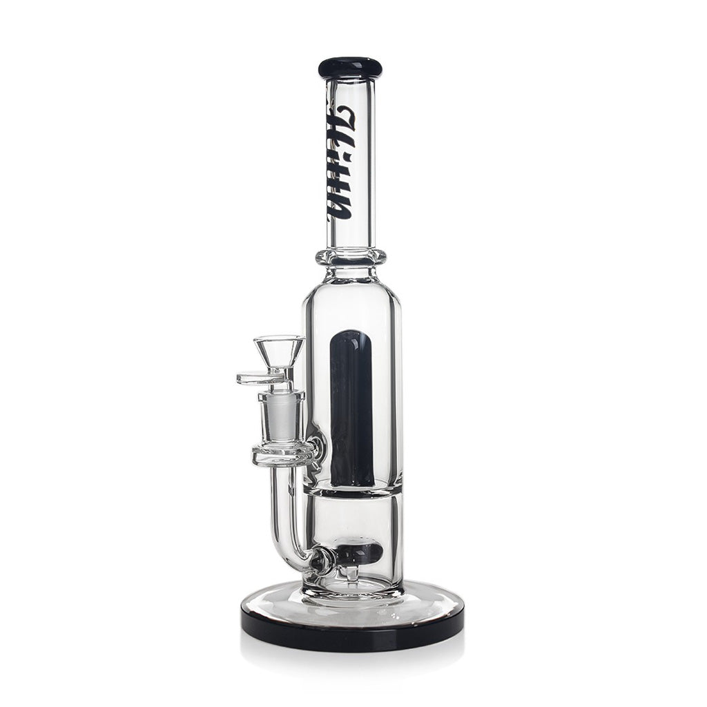 Order Hittn black glass straight tube bong with splash guard online. 