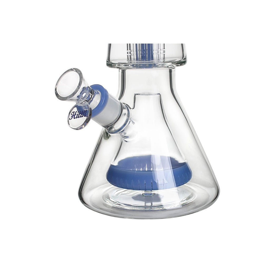 Buy Hittn blue 8-arm tree & pyramid double perc beaker bong – premium glass filtration for smooth hits.
