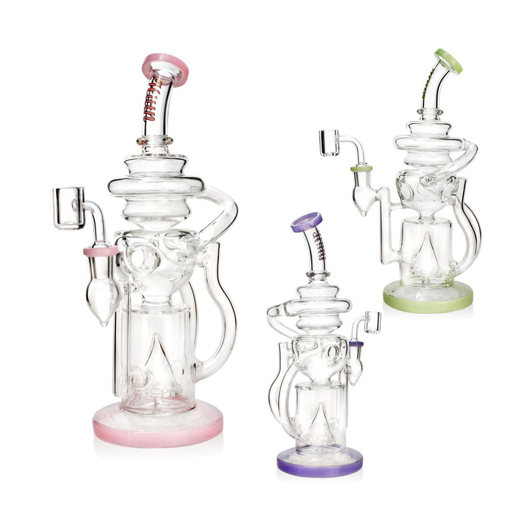 Shop pink Hittn Cyclone Recycler Dab Rig with pyramid perc at Honeybee Herb. In stock—order now. 