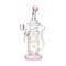 Pink Hittn Cyclone Recycler Dab Rig with pyramid perc, shown with green and purple options—shop Honeybee Herb today.