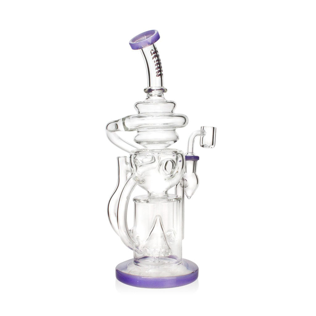 Hittn Cyclone Recycler Dab Rig in purple with pyramid perc—available at Honeybee Herb. Add to cart now.
