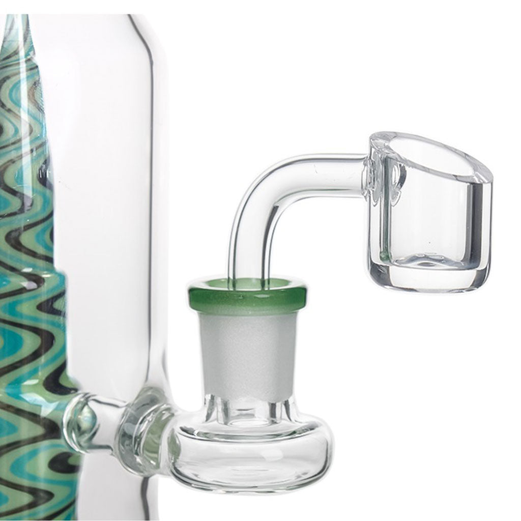 Close-up of rocket perc and green banger joint on Hittn Dab Rig