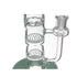 Buy green Hittn straight tube bong with double honeycomb and turbine percs; close-up chamber detail for smooth hits. 