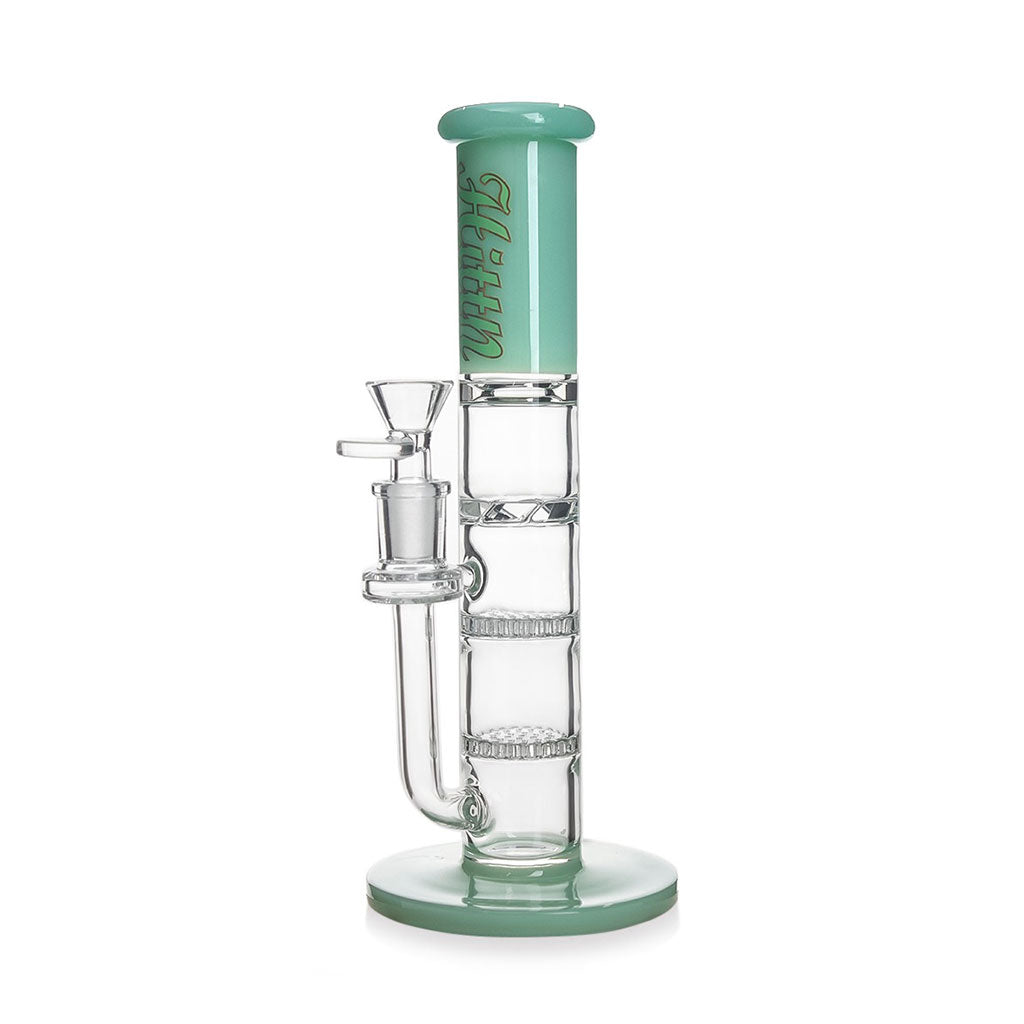 Shop the green Hittn double honeycomb turbine perc straight tube bong; full product image ready to add to cart. 