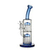 Blue bent neck bong with twin tree percs, ready to order—secure checkout and quick delivery.
