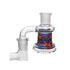 Side View Of Hittn Fire Swirl American Color Accent Ash Catcher 18mm 90 Degree Joint With Bold Swirl Accents
