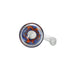 Top View Of Hittn Fire Swirl American Color Accent Ash Catcher 18mm 90 Degree With Red, Orange, And Blue Swirl Design