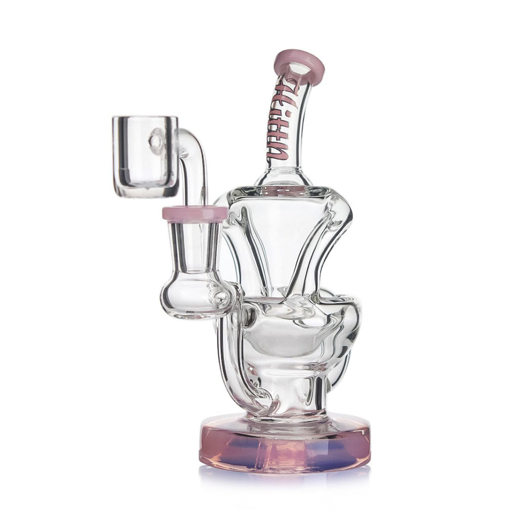  Pink Hittn recycler dab rig with quartz banger—order today, fast shipping.