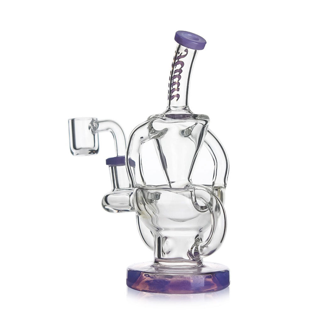 Hittn Glass Bent Neck Recycler Dab Rig, purple—buy online at Honeybee Herb. 