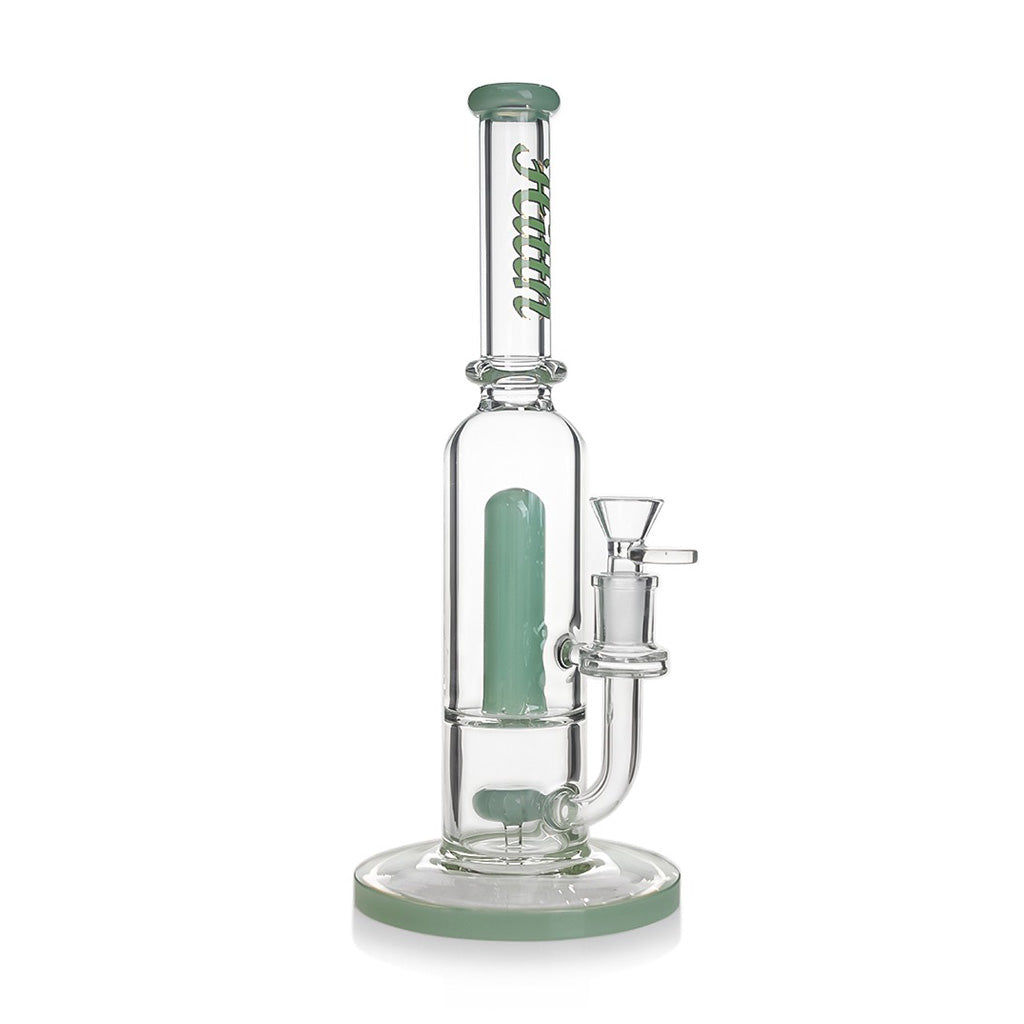 Shop Hittn green straight tube bong with showerhead perc & splash guard – perfect for daily smoking.