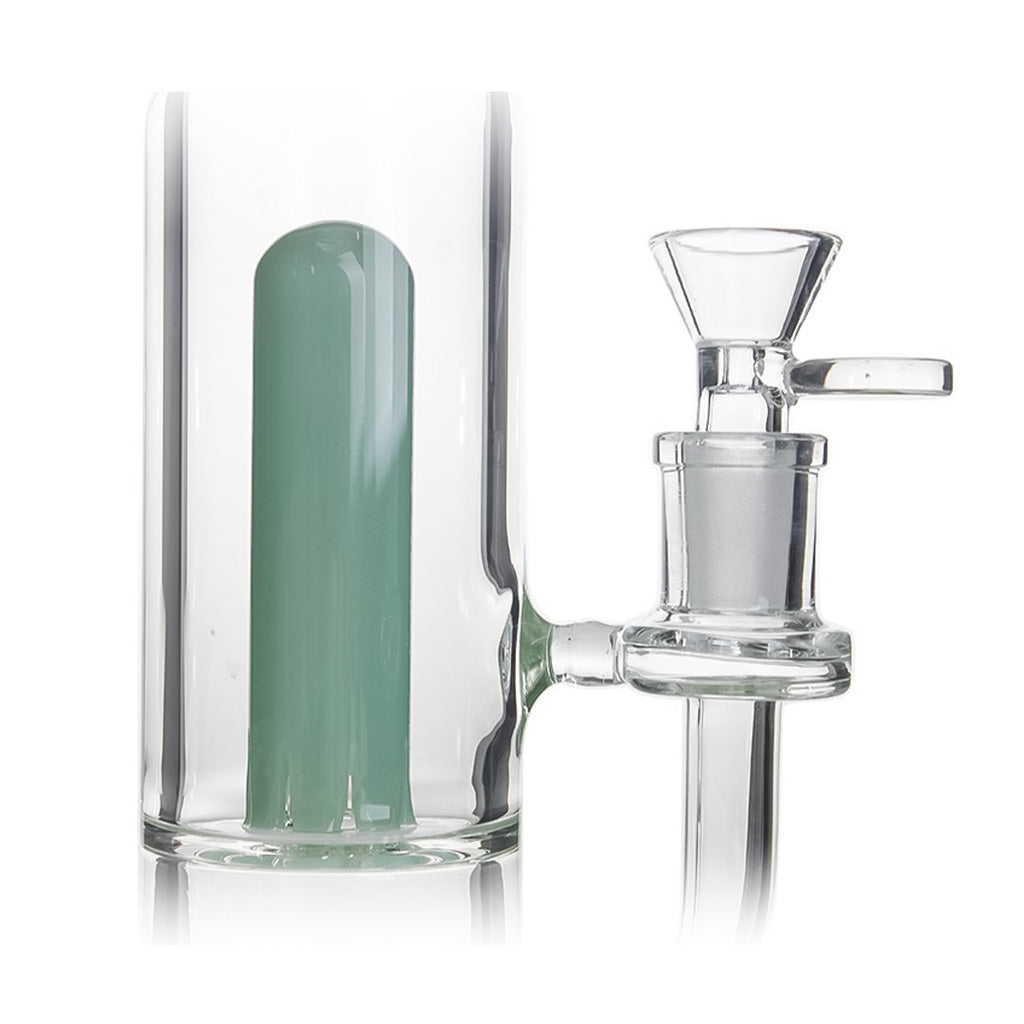 Buy Hittn green straight tube bong with showerhead perc & splash guard for smooth smoking sessions. 
