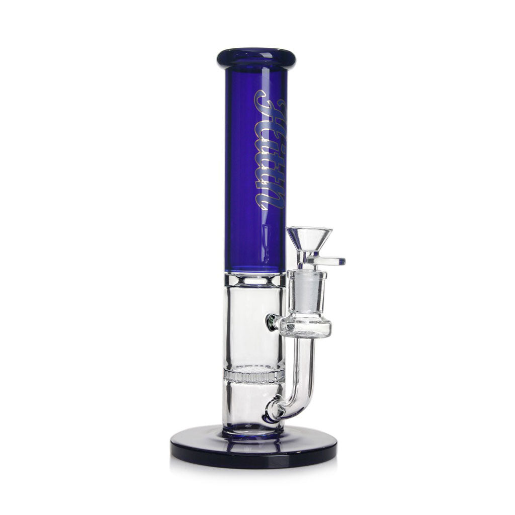 Buy blue Hittn Honeycomb perc straight tube bong from Honeybee Herb—order now.