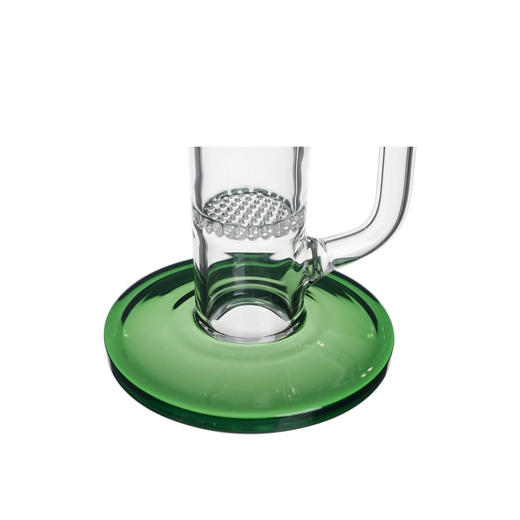 Honeycomb base diffusion on green Hittn straight tube bong—buy now at Honeybee Herb. 