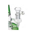 Close-up of bowl and joint on green Hittn Honeycomb straight tube bong—shop Honeybee Herb.