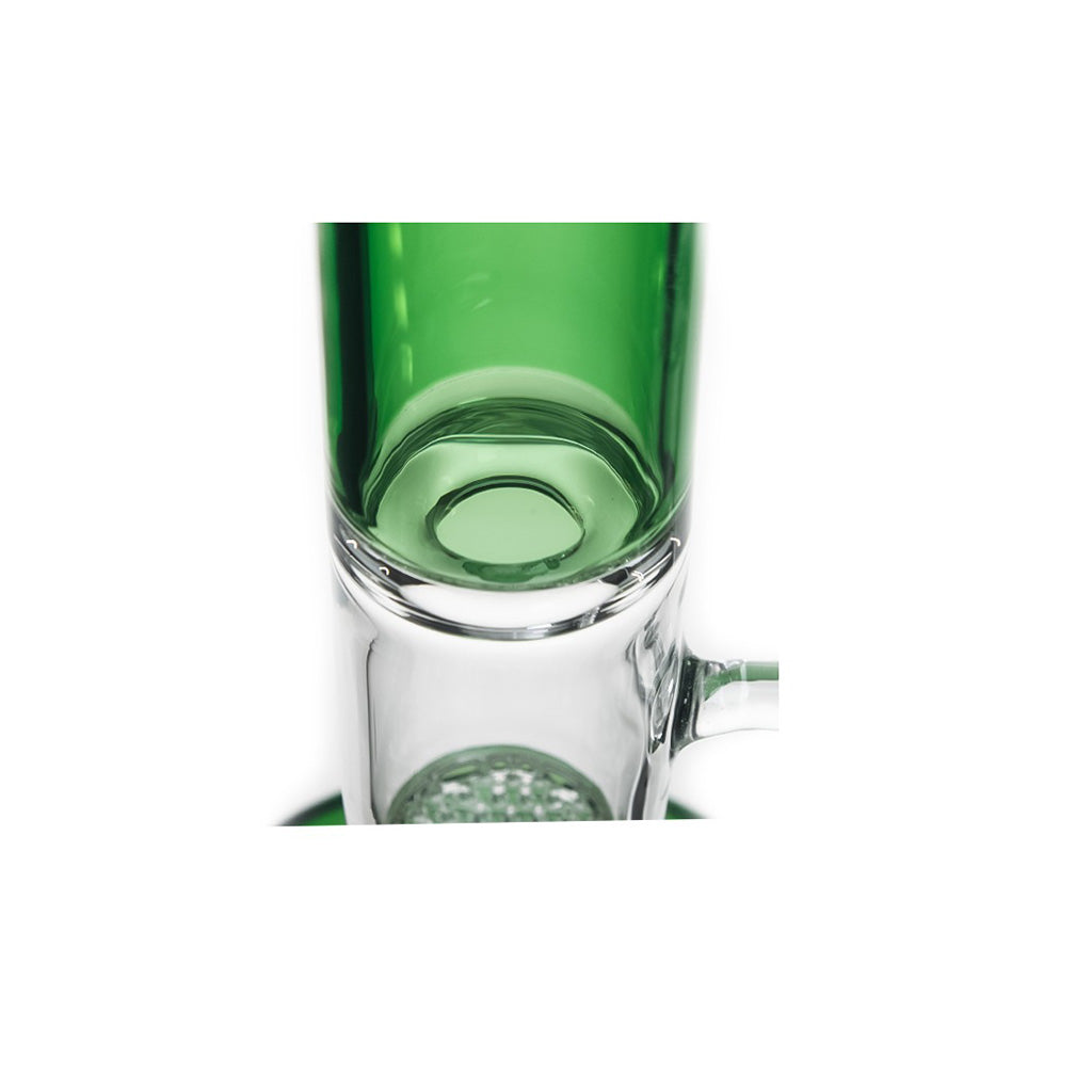 Mouthpiece detail on green Hittn Honeycomb straight tube bong—order online today.
