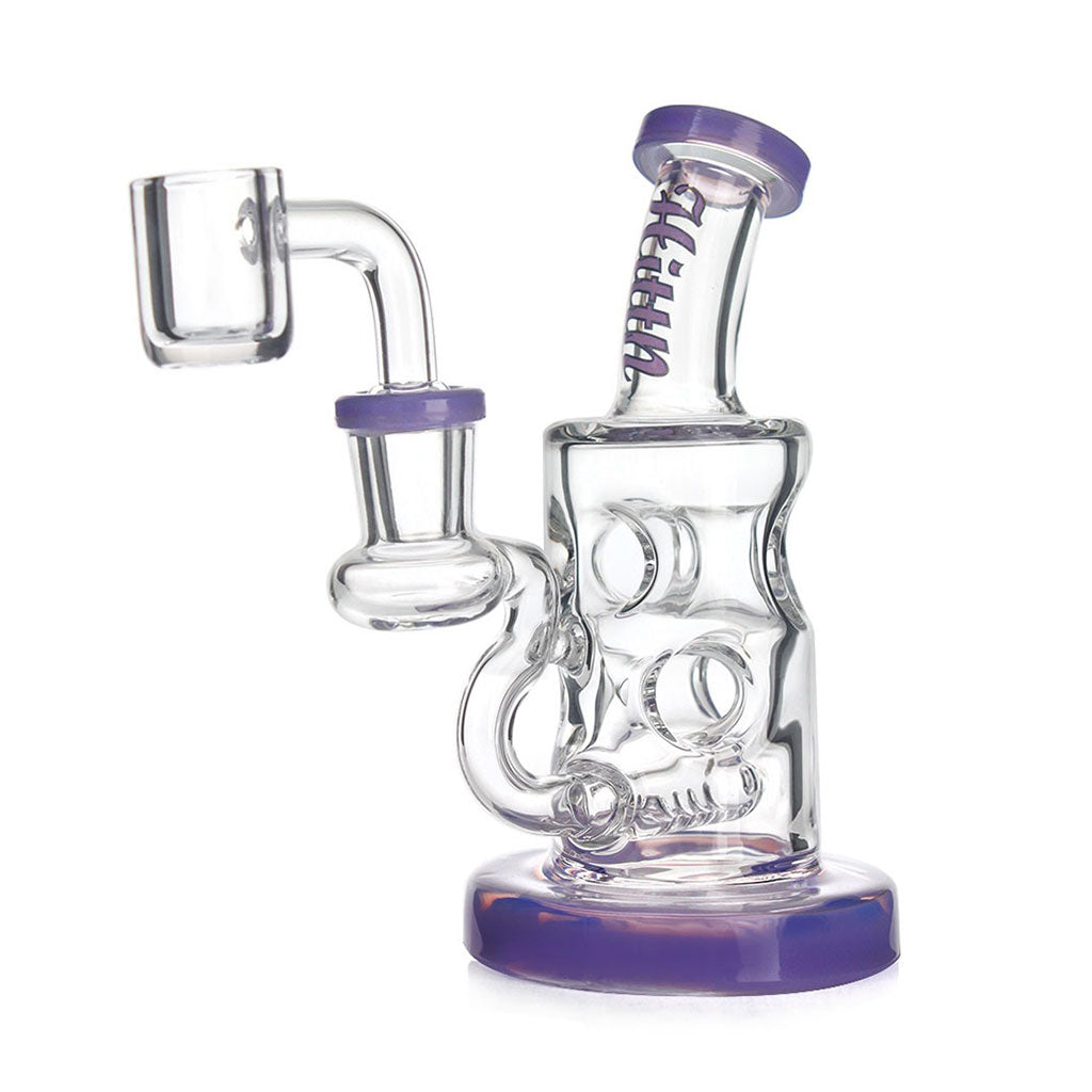 Purple Hittn Multi-Diffusions Inline Perc Dab Rig, front view—buy online at Honeybee Herb; premium glass, smooth diffusion, fast shipping. 