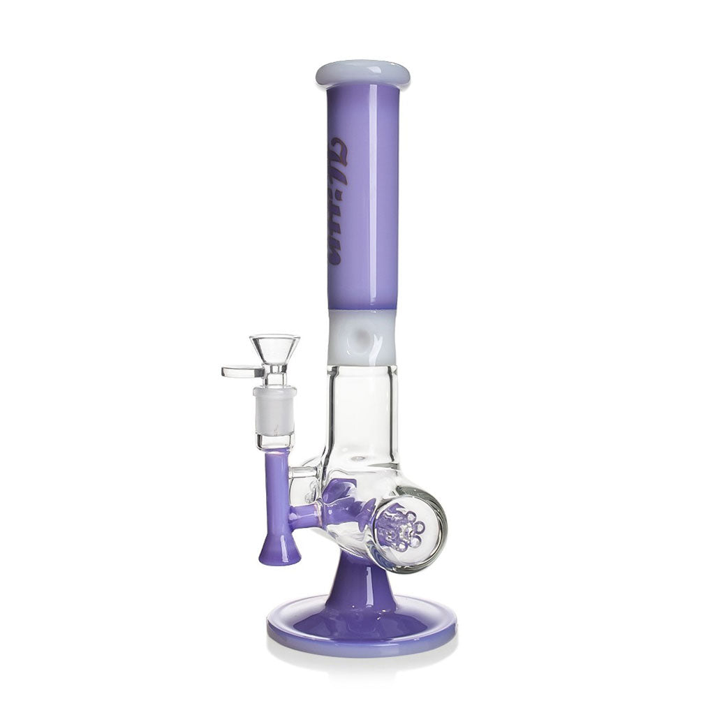 Order Hittn Purple Barrel Perc Glass Bong online, high-quality water pipe with colored accents, perfect for daily smoking sessions.