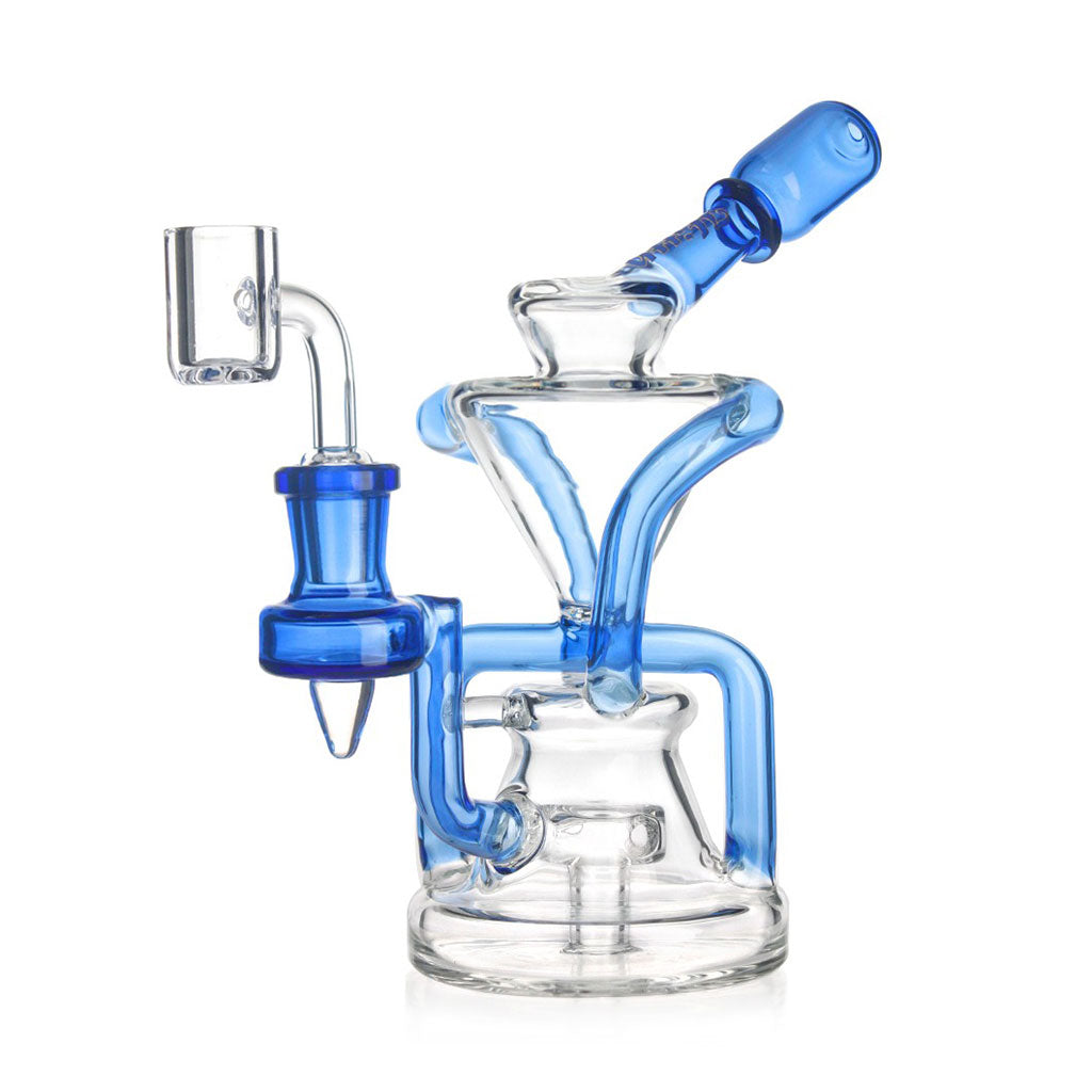 Hittn Recycler Dab Rig with double uptake funnel, blue—buy online at Honeybee Herb. 