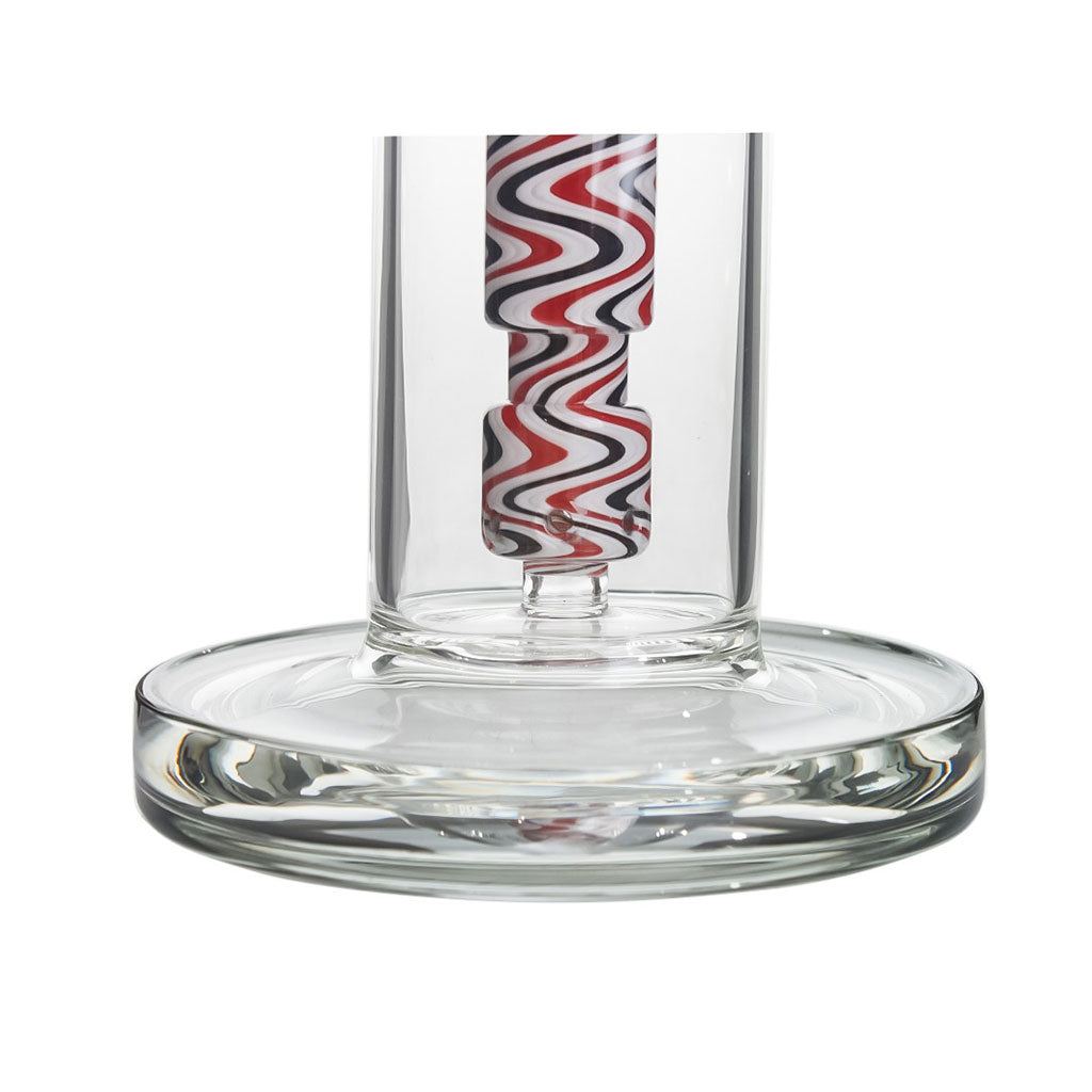 Close-up of base and rocket perc design on black Hittn Dab Rig 