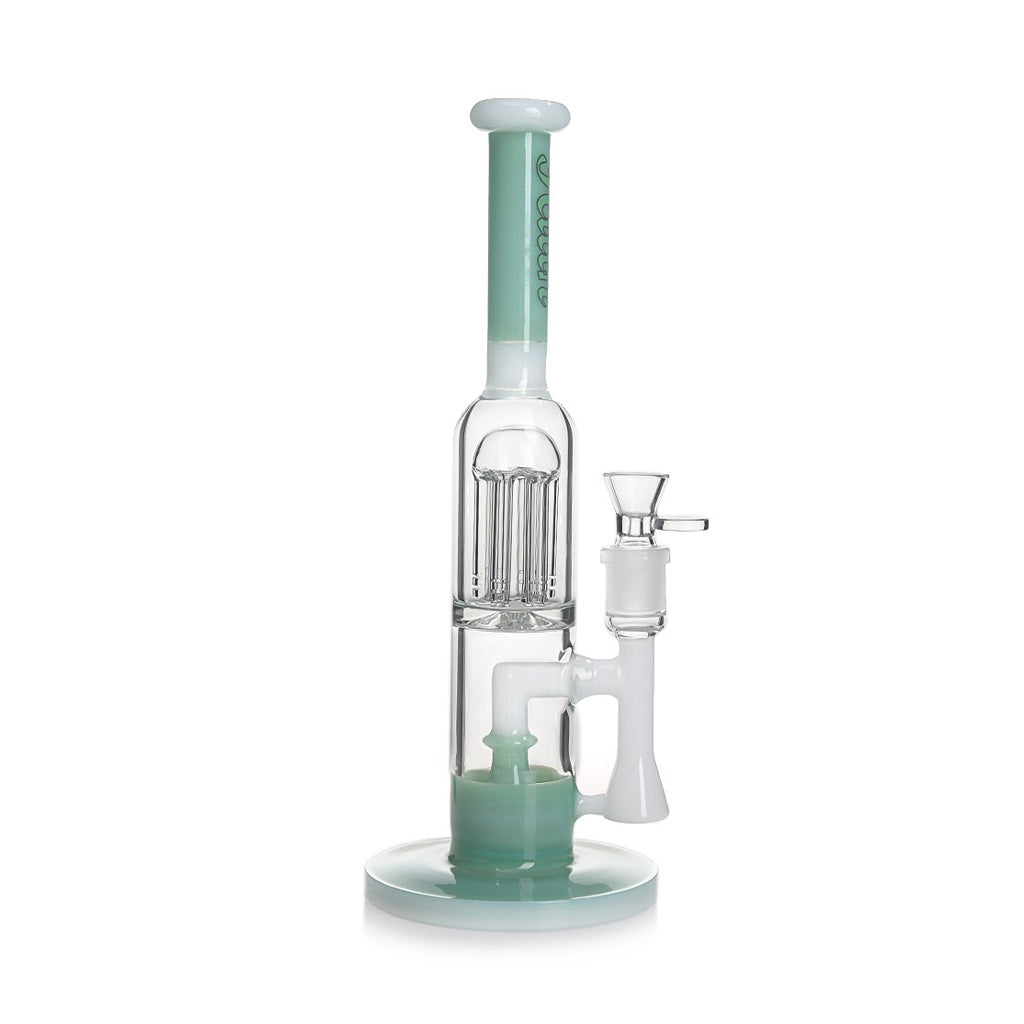 Buy the green Hittn showerhead 6-arm tree perc straight tube bong; premium glass and quick shipping. 