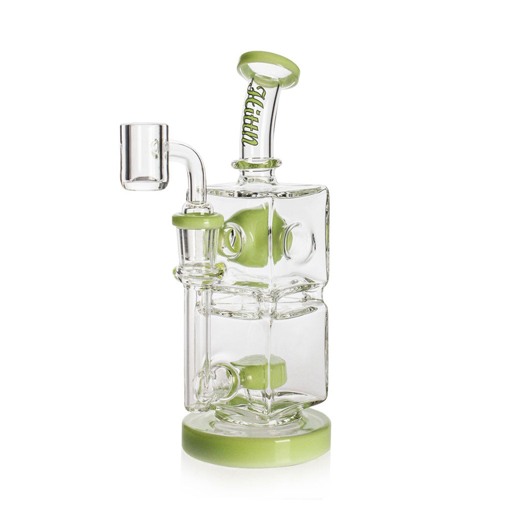 Buy Hittn Showerhead Perc Dab Rig with Double Cube Chamber in green from Honeybee Herb. Add to cart for fast shipping. 