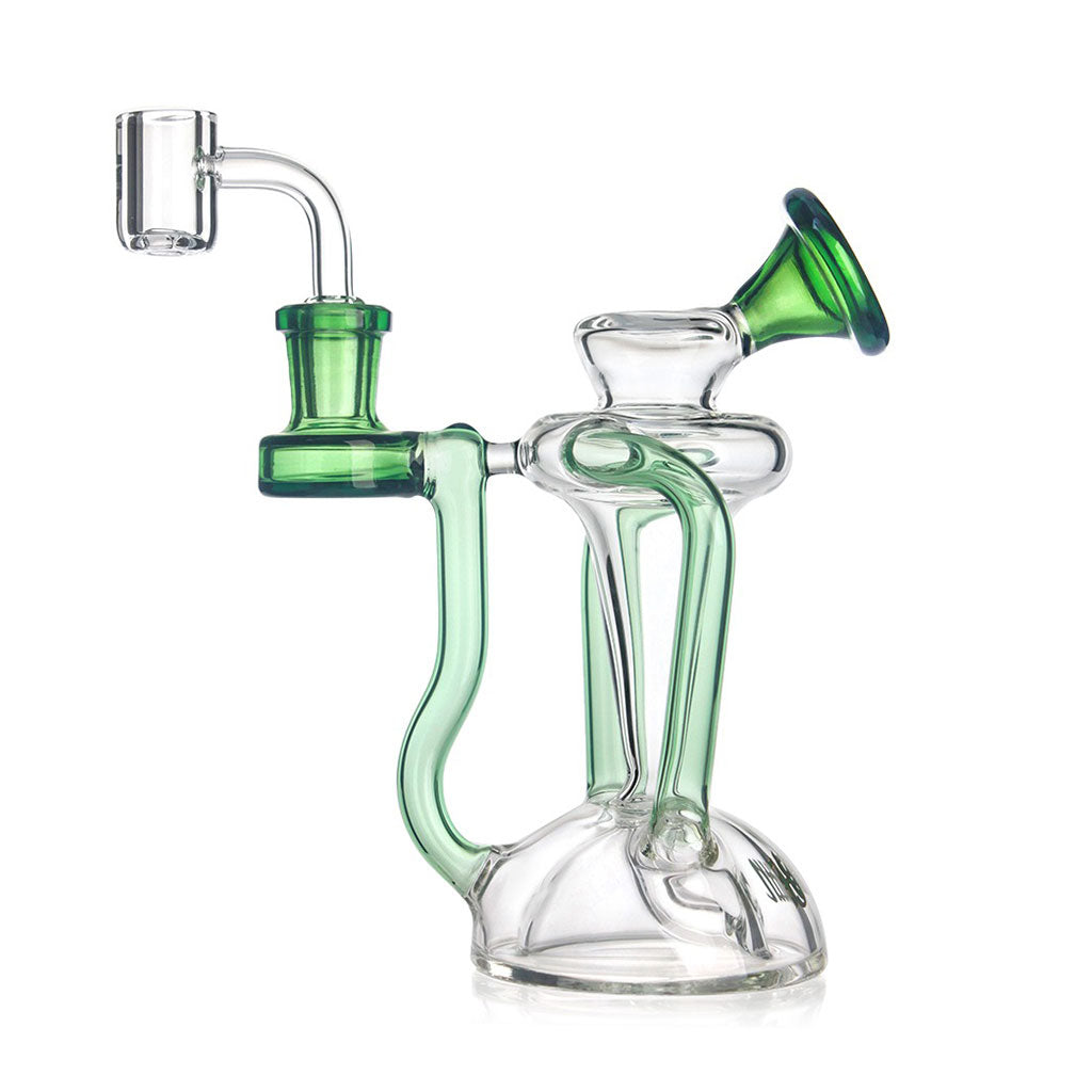 Hittn Sidecar Dab Rig with bell base, green accents—shop Honeybee Herb.