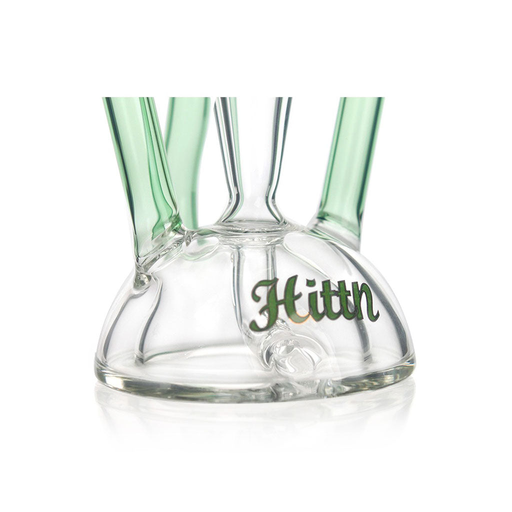 Green Hittn sidecar dab rig base with logo—buy now for quick delivery.