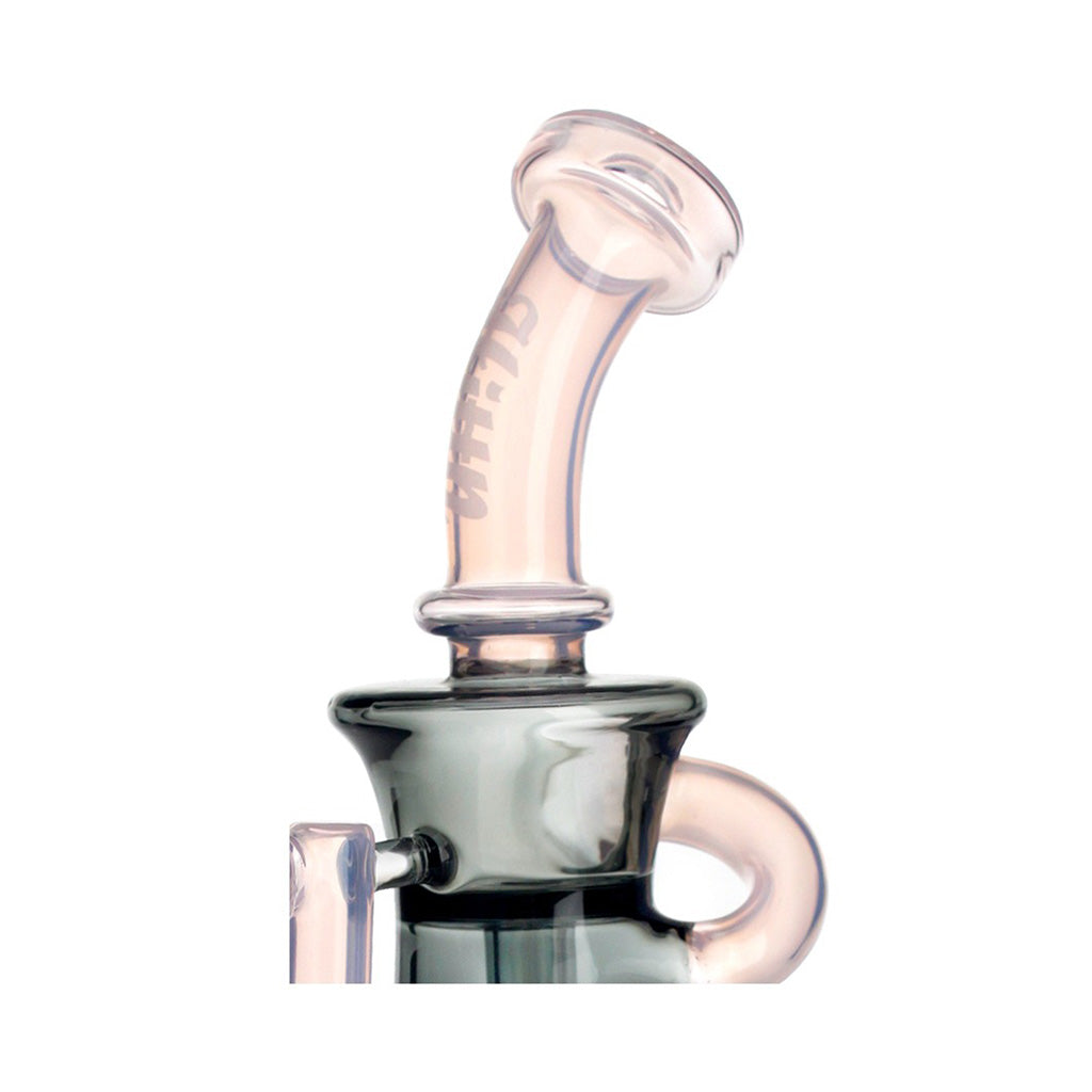 Hittn Sidecar Dab Rig with showerhead perc, pink neck detail—buy online at Honeybee Herb. 
