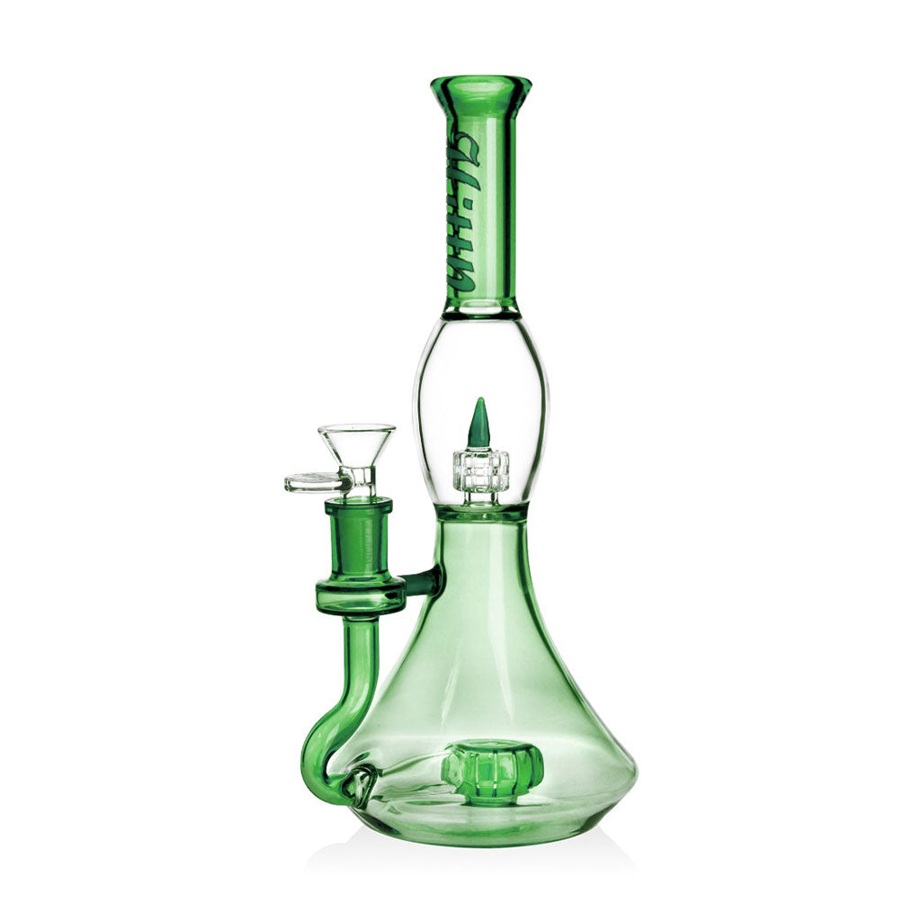 Green Hittn Spike Dome Perc Water Pipe for sale – premium glass bong with smooth filtration, available now at Honeybee Herb.