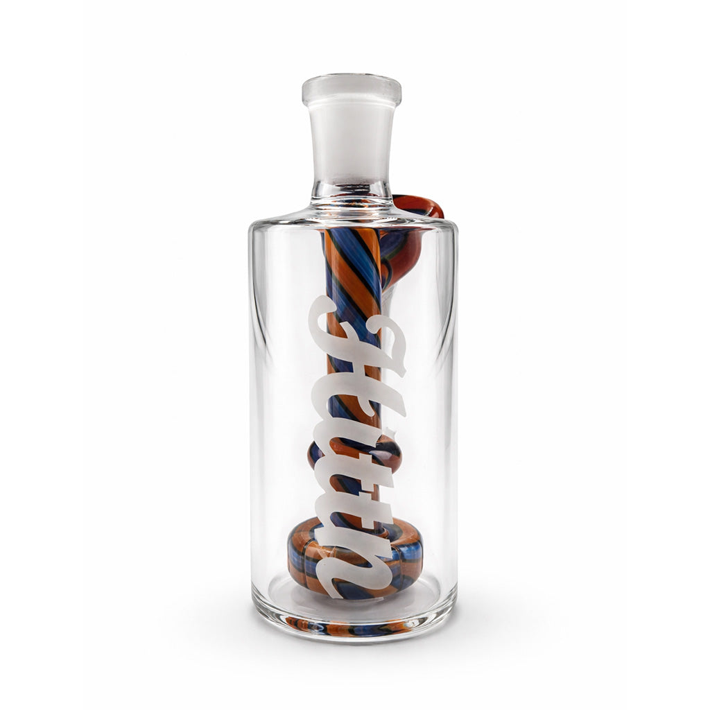 Blue Hittn twist perc ash catcher with side joint attachment for bongs