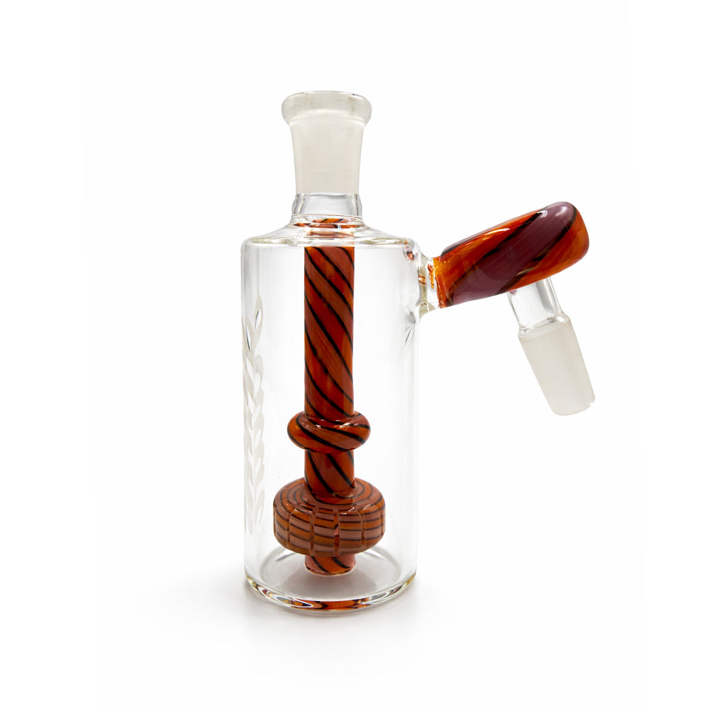 Orange Hittn twist perc ash catcher with 90 degree joint for bongs 