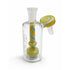 Front view of yellow Hittn twist perc ash catcher glass bong add on 