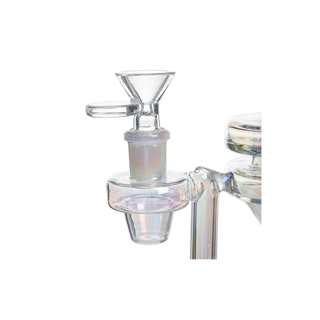 Detailed view of holographic rainbow rig mouthpiece 