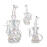 Buy Holographic Rainbow Showerhead Perc Recycler Rig – Full Front View of Premium Glass Rig 