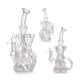 Buy Holographic Rainbow Showerhead Perc Recycler Rig – Full Front View of Premium Glass Rig 