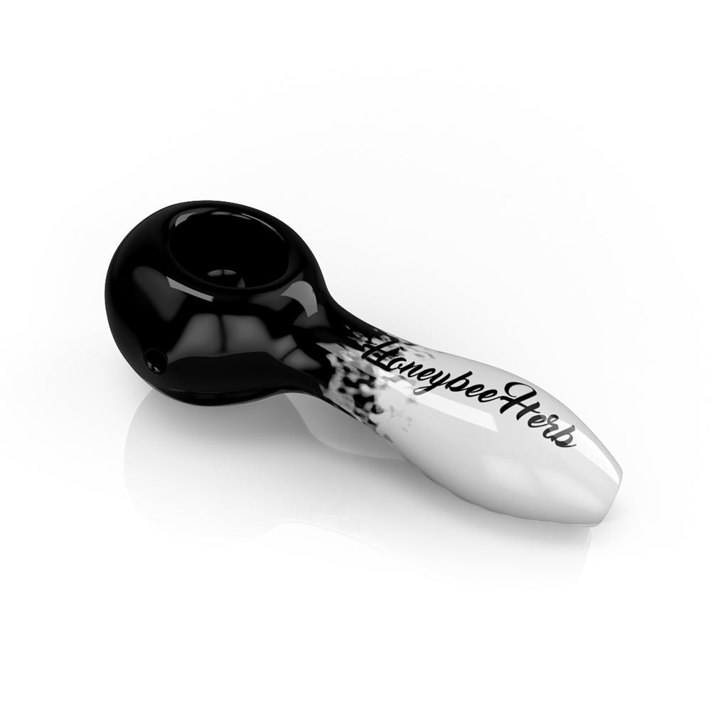 Honeyebee Herb 4-Inch Black/White Two-Tone Frit Spoon Pipe