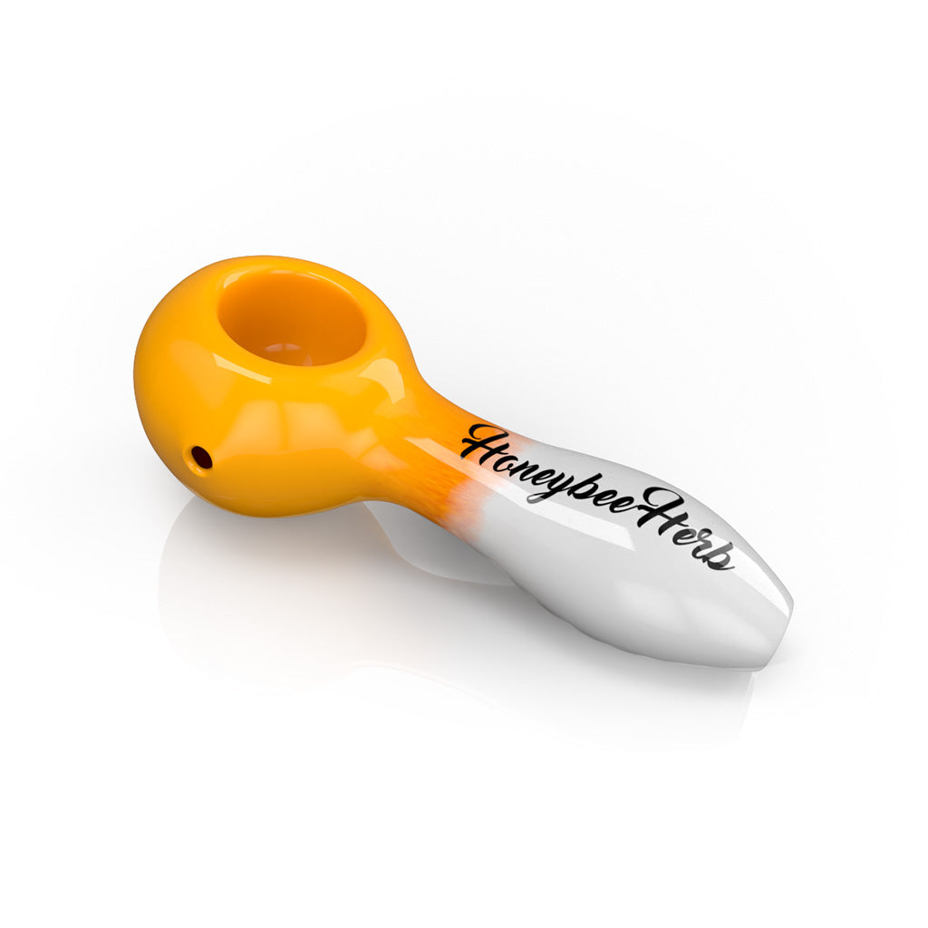 Honeyebee Herb 4-Inch Orange/White Two-Tone Frit Spoon Pipe

