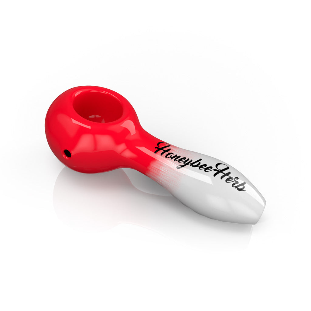 Honeyebee Herb 4-Inch Red/White Two-Tone Frit Spoon Pipe
