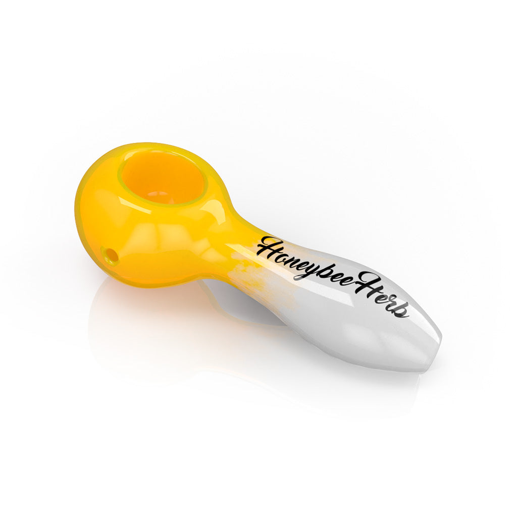 Honeyebee Herb 4-Inch Yellow/White Two-Tone Frit Spoon Pipe
