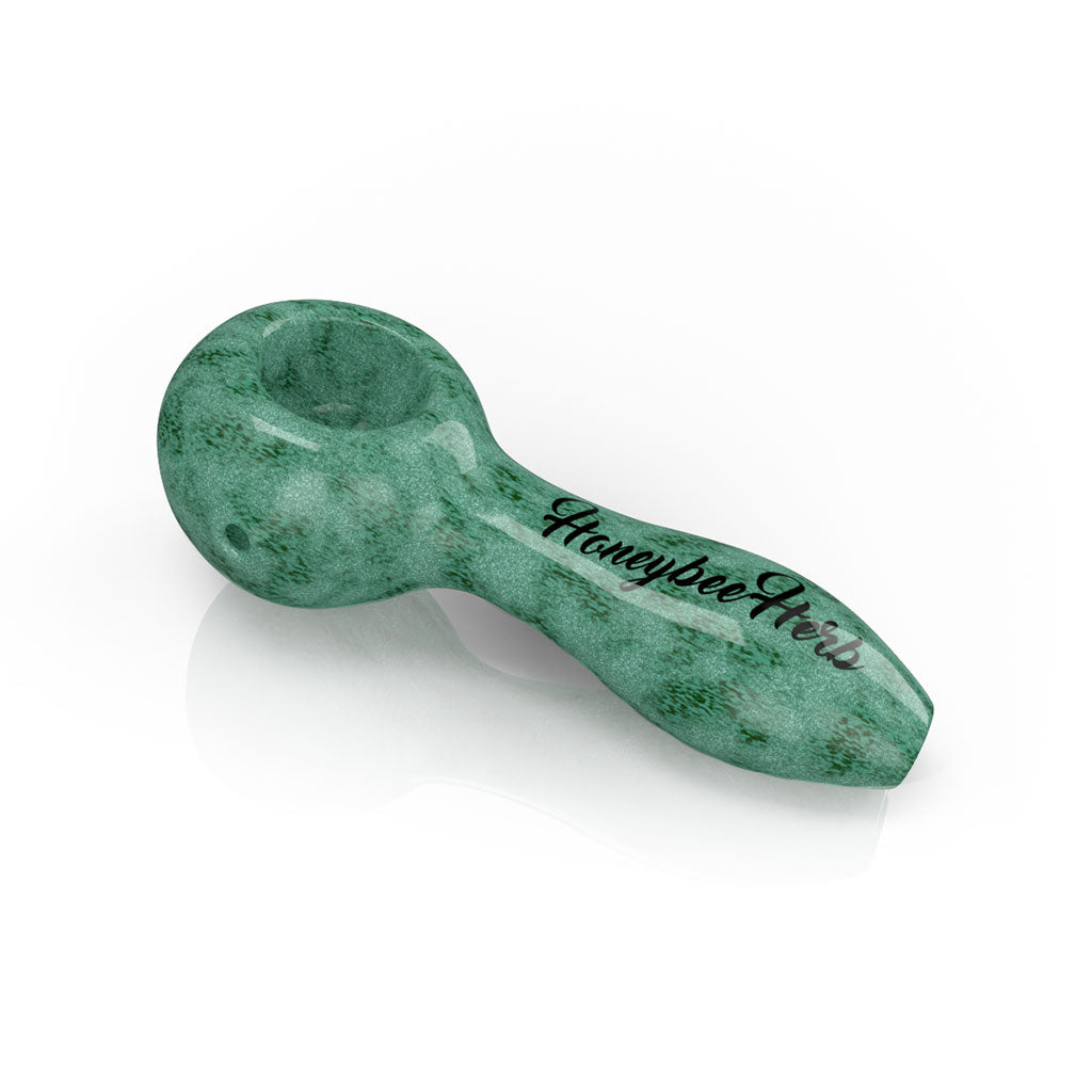 Honeybee Herb 4-Inch Green Haze Frit Speckled Spoon Pipe