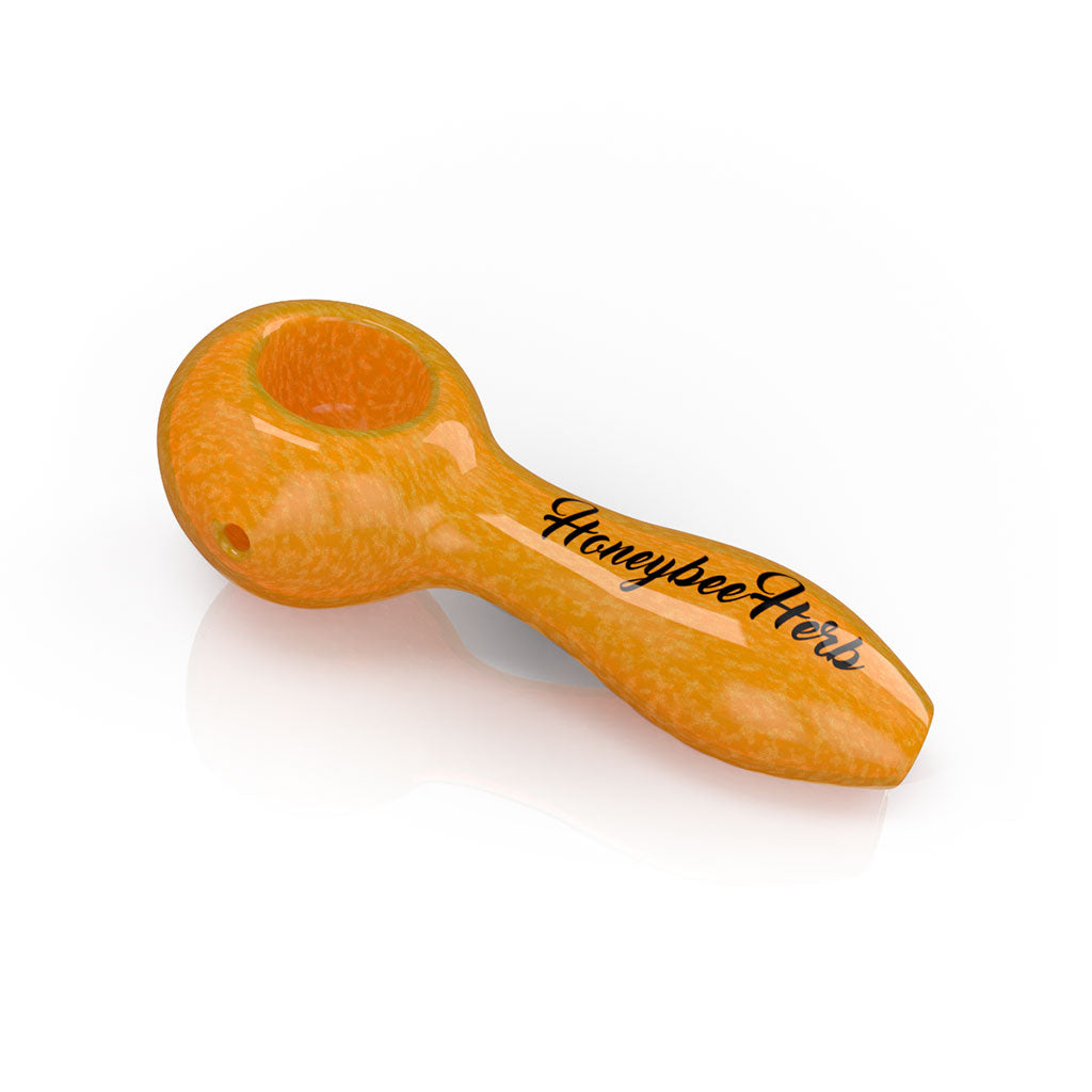 Honeybee Herb 4-Inch Orange Haze Frit Speckled Spoon Pipe
