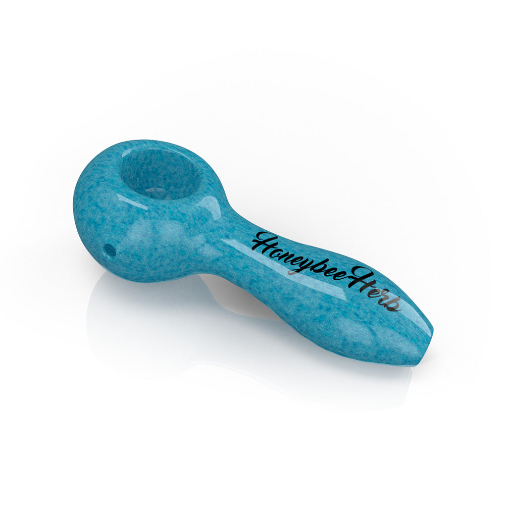 Honeybee Herb 4-Inch Turquoise Haze Frit Speckled Spoon Pipe