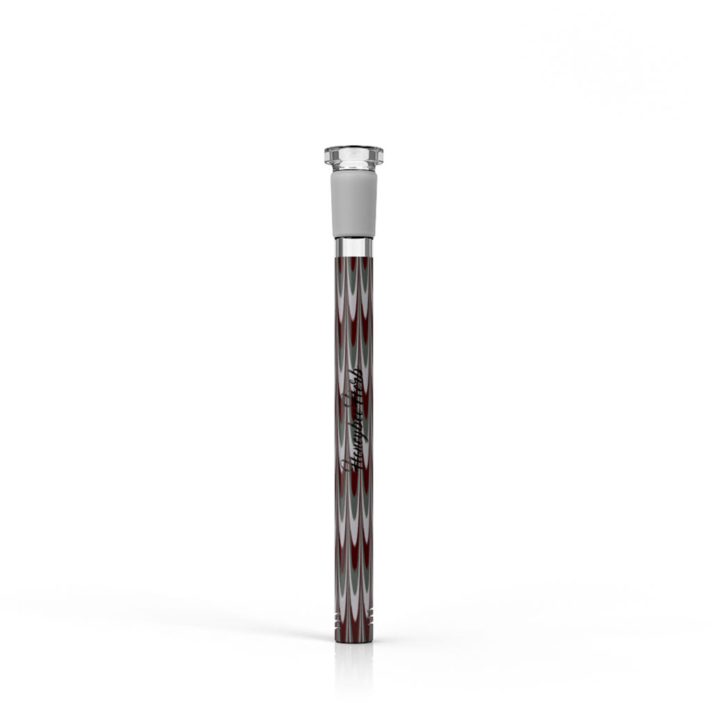 Honeybee Herb 5-Inch Red/Gray Ribbon Looped Glass Downstem