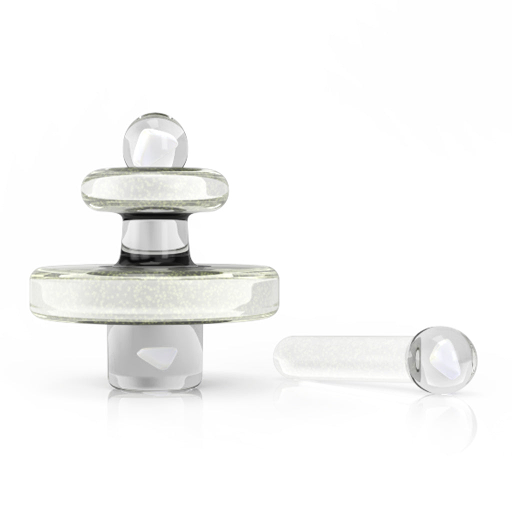 Honeybee Herb Dichro Gold Glass Opal Galaxy Stardust Terp Slurper Set Of UFO Style Carb Cap & Quartz Insert Clear View