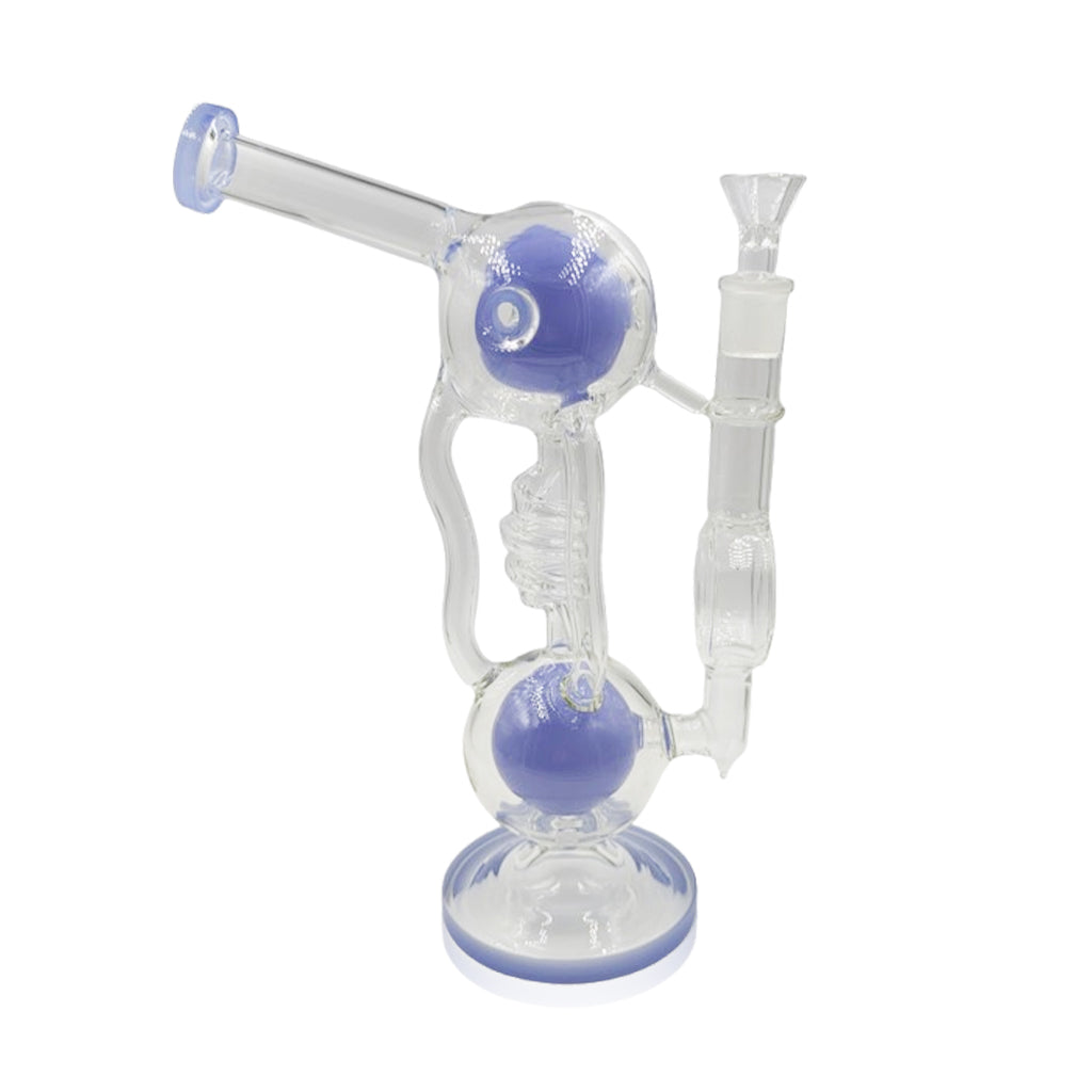 Honeybee Herb Double Chamber Blue Ball Perc Glass Recycler Rig