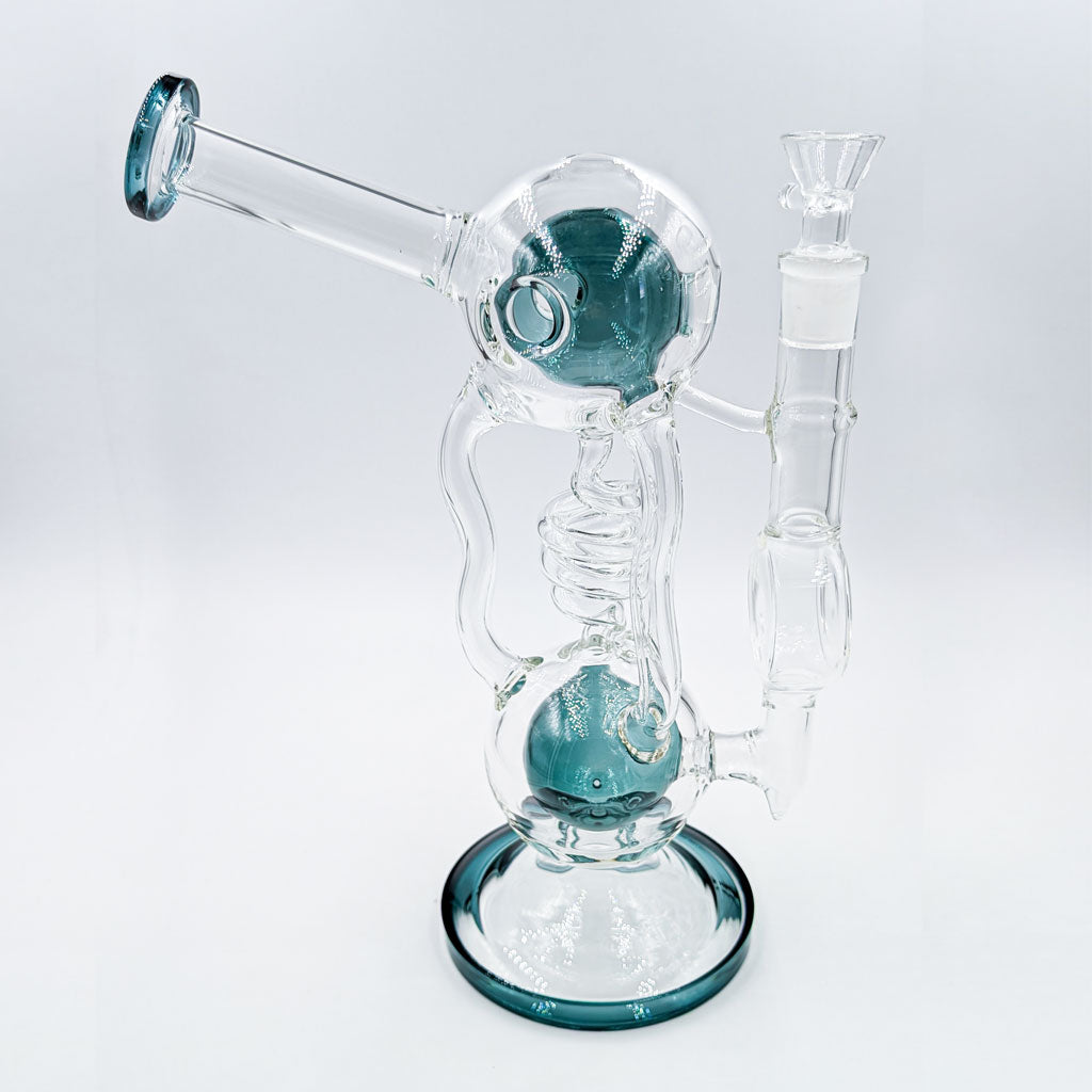 Honeybee Herb Double Chamber Green Ball Perc Glass Recycler Rig